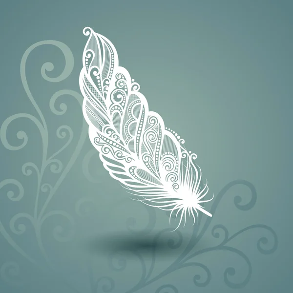 Vector Template with Peerless Feather in Ornate Background — Stock Vector