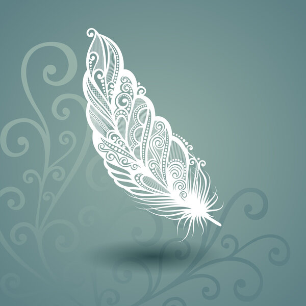 Vector Template with Peerless Feather in Ornate Background