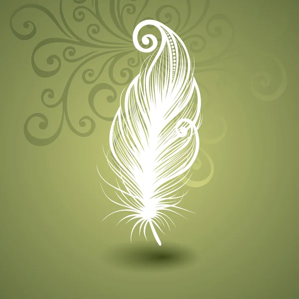 Vector Template with Peerless Feather in Ornate Background — Stock Vector