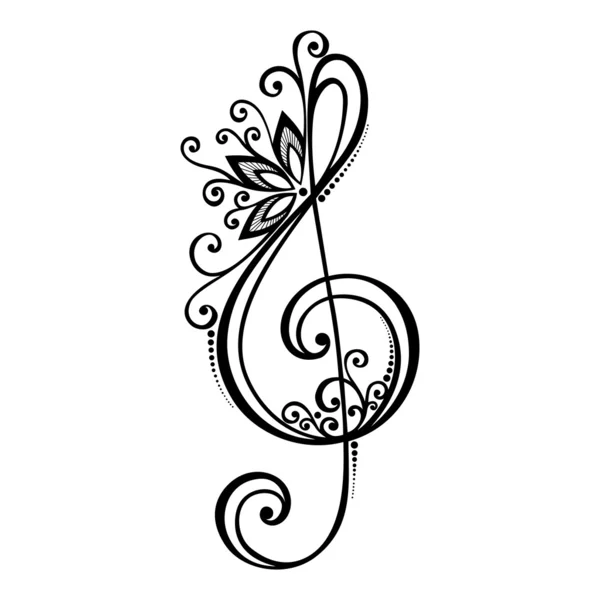 Vector floral decorativo triple Clef — Vector de stock