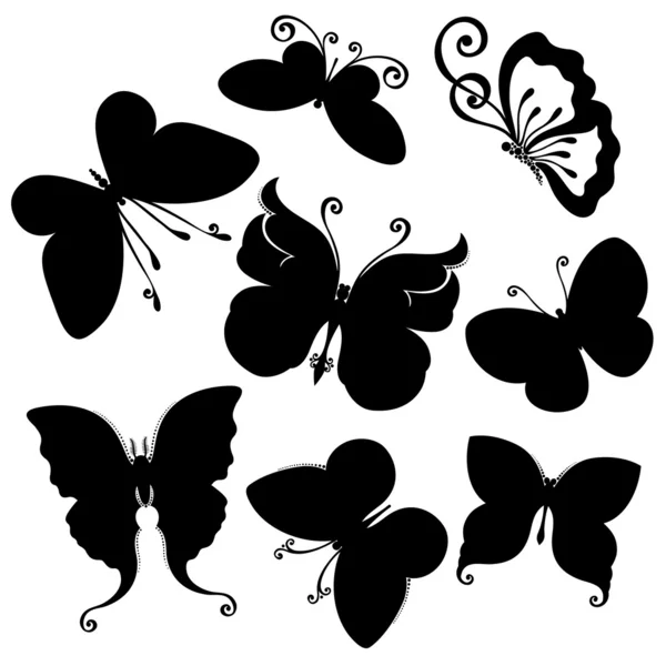Vektor Reihe von Schmetterlingen — Stockvektor