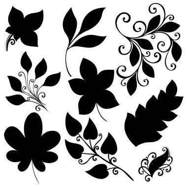 Vector Set of Leaves. Stencils Isolated clipart