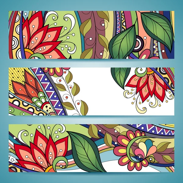 Vector Set of Floral Banner — Stock Vector