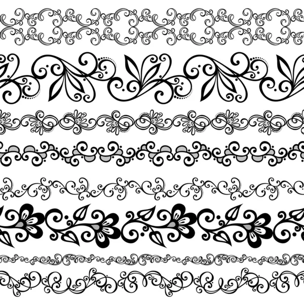 Insieme vettoriale di ornamento floreale decorativo. — Vettoriale Stock