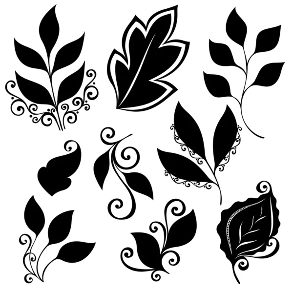 Set di foglie vettoriali. Stencil Isolati — Vettoriale Stock