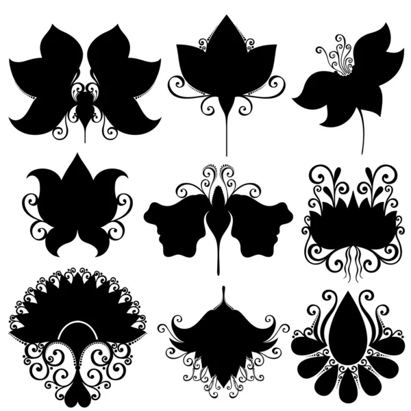 Vector Set of Flowers. Stencils Isolated — Stock Vector