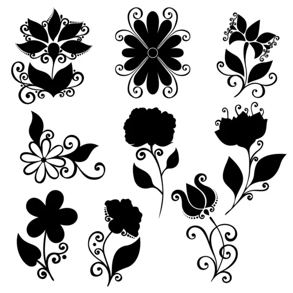 Conjunto vectorial de flores. Plantillas aisladas — Archivo Imágenes Vectoriales