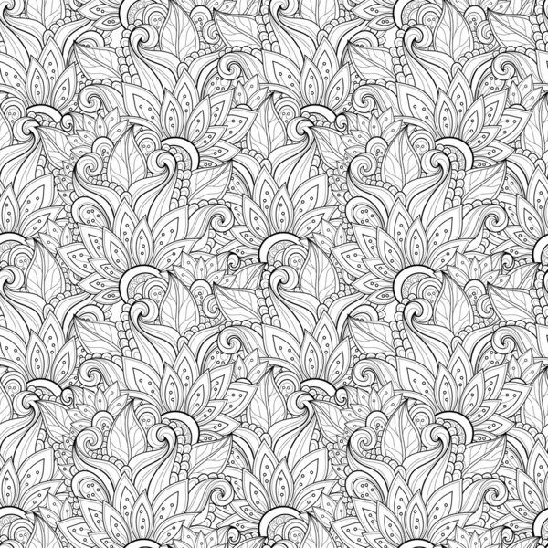 Padrão floral monocromático sem costura (Vector ) — Vetor de Stock