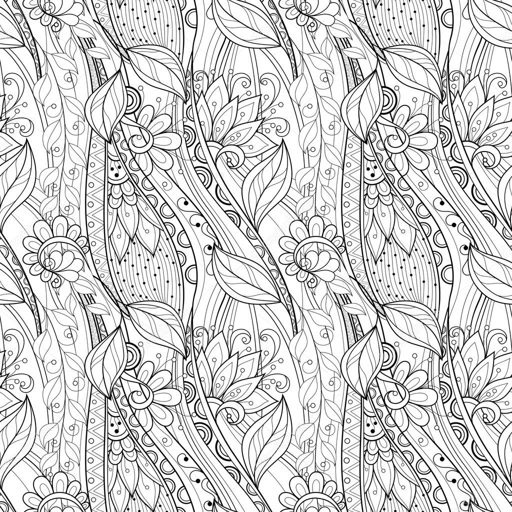 Seamless Monochrome Floral Pattern (Vector)