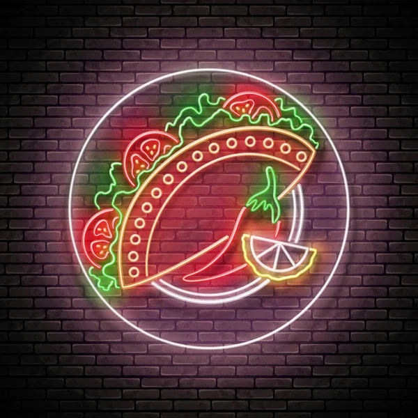 Glow Tacos Épicés Mexicains Avec Des Tomates Sur Assiette Nourriture — Image vectorielle