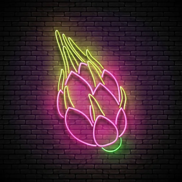 Вирощувати Плоди Дракона Італ Pitahaya Екзотичні Літні Фрукти Neon Light — стоковий вектор