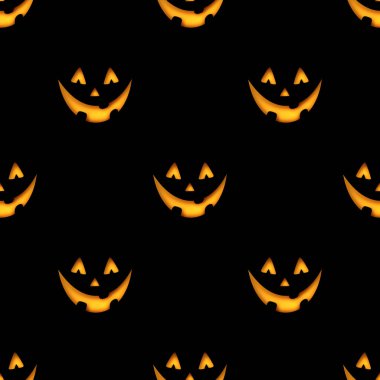 Seamless Pattern with Spooky Smile. Fall Halloween Collection. Decorative Design for Prints, Fabrics, Wallpapers etc. Abstract Art. Modern Style. Vector 3d Illustrations