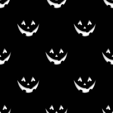 Seamless Pattern with Spooky Smile. Fall Halloween Collection. Decorative Design for Prints, Fabrics, Wallpapers etc. Abstract Art. Modern Style. Vector 3d Illustrations