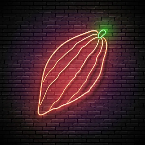 Glow Whole Cocoa Fruit Exotic Fruit Neon Light Poster Flyer — стоковый вектор