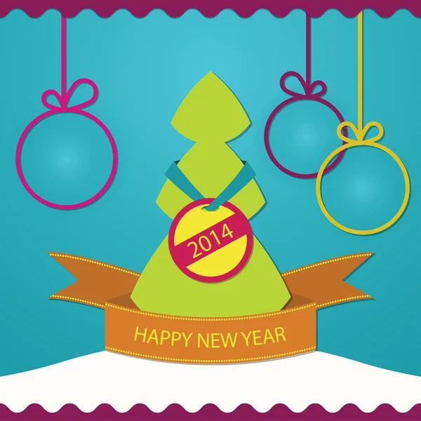 Tarjeta de felicitación de Año Nuevo Árbol de Navidad — Vector de stock