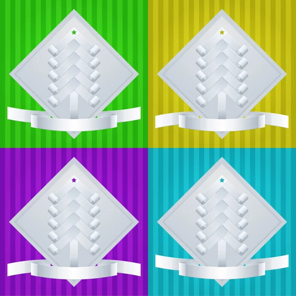 Abeto de papel. Tarjetas de felicitación de Navidad — Vector de stock