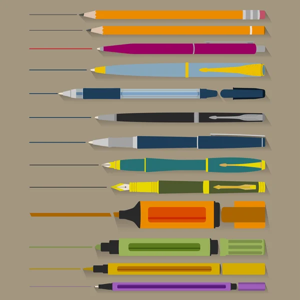 Set of Pencils Pens and Markers Διάνυσμα Αρχείου