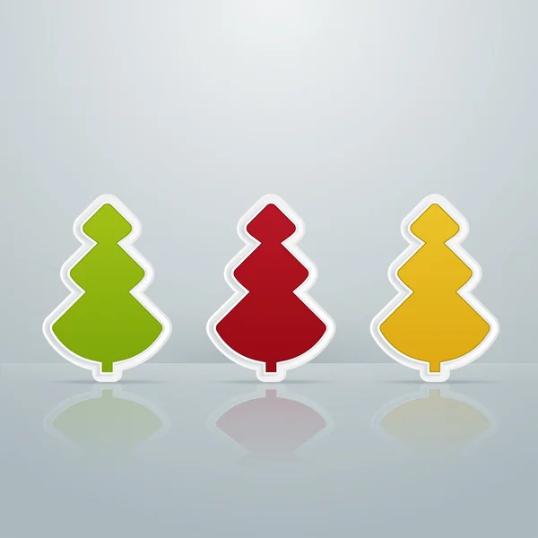 Colored Fir-Trees Object. Set of Six — Stock Vector