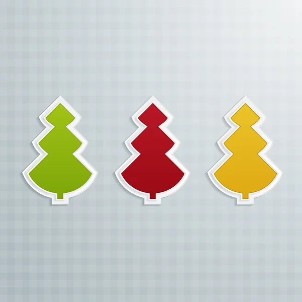 Colored Fir-Trees. Set of Three — Stock Vector