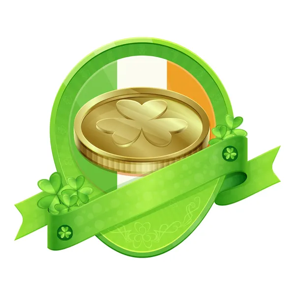 Sticker Gold Coin St Patrick's Day — Stock Vector