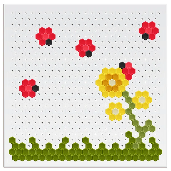Mozaika květiny a Beruška — Stockový vektor