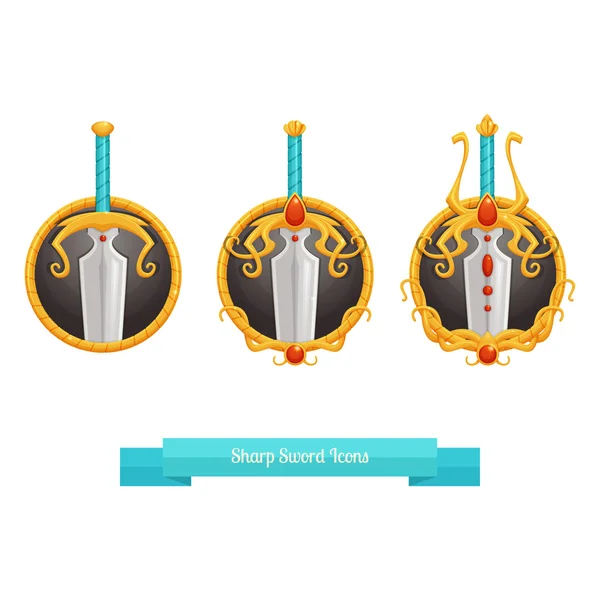 Épées nettes icônes — Image vectorielle