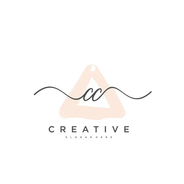 Initial Handwriting Minimalist Geometric Logo Template Vector Logo Business Beauty — Stock Vector