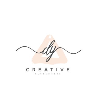 DY Başlangıç el yazısı minimalist geometrik logo şablon vektörü, iş güzelliği, moda ve diğer şeyler için logo