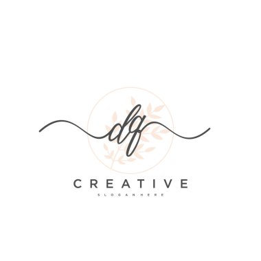 DQ İlk el yazısı minimalist geometrik logo şablon vektörü, iş güzelliği, moda ve diğer şeyler için logo