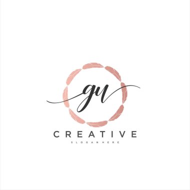 GU İlk el yazısı minimalist geometrik logo şablon sanatı, iş dünyası güzelliği, moda ve diğer sanat modelleri için logo
