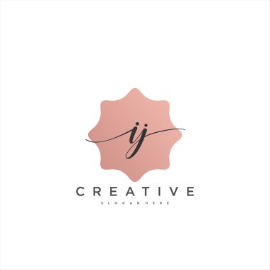 IJ İlk el yazısı minimalist geometrik logo şablon vektör sanatı, iş güzelliği, moda ve diğer sanat modelleri için logo