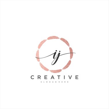 IJ İlk el yazısı minimalist geometrik logo şablon vektör sanatı, iş güzelliği, moda ve diğer sanat modelleri için logo