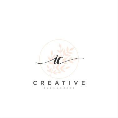 IC İlk el yazısı minimalist geometrik logo şablon vektör sanatı, iş güzelliği, moda ve diğer sanat modelleri için logo