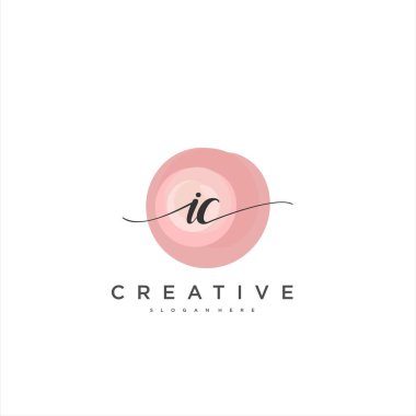 IC İlk el yazısı minimalist geometrik logo şablon vektör sanatı, iş güzelliği, moda ve diğer sanat modelleri için logo