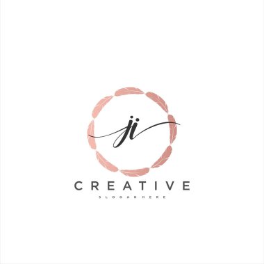 JI Başlangıç el yazısı minimalist geometrik logo şablon vektör sanatı, iş güzelliği, moda ve diğer sanat modelleri için logo