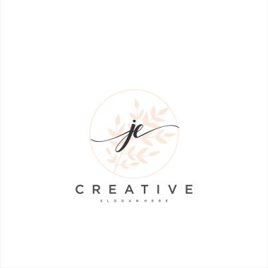JE Başlangıç el yazısı minimalist geometrik logo şablon vektör sanatı, iş güzelliği, moda ve diğer sanat modelleri için logo