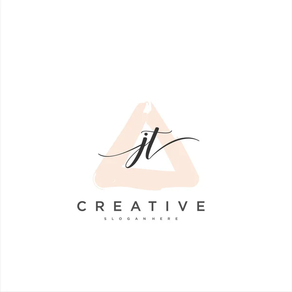 Eerste Handschrift Minimalistische Geometrische Logo Template Vector Kunst Logo Voor — Stockvector