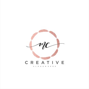 MC İlk el yazısı minimalist geometrik logo şablon vektör sanatı, iş güzelliği, moda ve diğer sanat modelleri için logo
