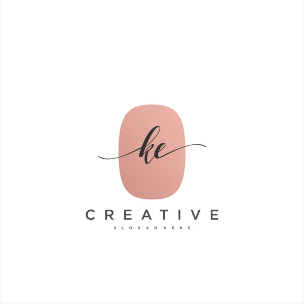 Eerste Handschrift Minimalistische Geometrische Logo Template Vector Kunst Logo Voor — Stockvector