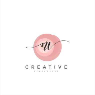 NV İlk el yazısı minimalist geometrik logo şablon vektör sanatı, iş güzelliği, moda ve diğer sanat modelleri için logo