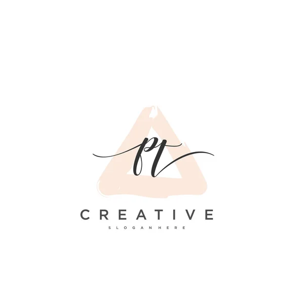 Eerste Handschrift Minimalistische Geometrische Logo Template Vector Kunst Logo Voor — Stockvector