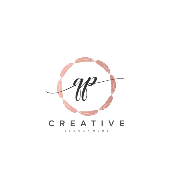 Eerste Handschrift Minimalistische Geometrische Logo Template Vector Kunst Logo Voor — Stockvector