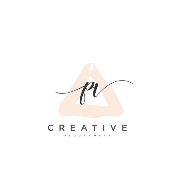 Eerste Handschrift Minimalistische Geometrische Logo Template Vector Kunst Logo Voor — Stockvector