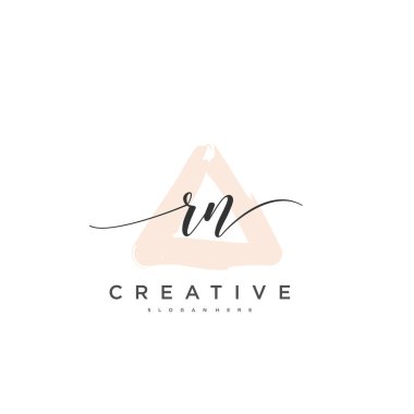 RN İlk el yazısı minimalist geometrik logo şablon vektör sanatı, iş güzelliği, moda ve diğer sanat modelleri için logo