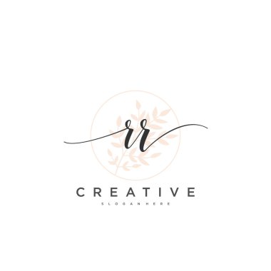 RR İlk el yazısı minimalist geometrik logo şablon sanatı, iş güzelliği, moda ve diğer sanat modelleri için logo