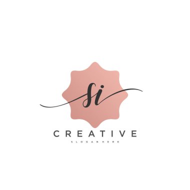 SI Başlangıç el yazısı minimalist geometrik logo şablon vektör sanatı, iş dünyası güzelliği, moda ve diğer sanat modelleri için logo