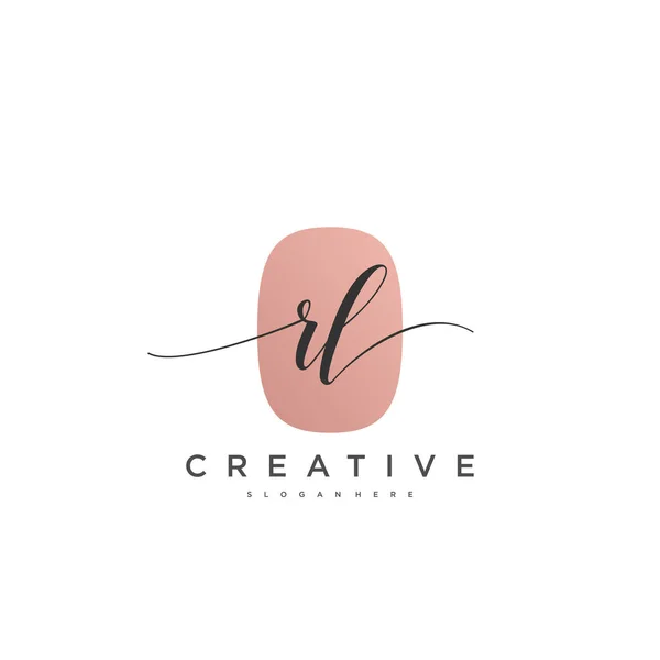 Eerste Handschrift Minimalistische Geometrische Logo Template Vector Kunst Logo Voor — Stockvector