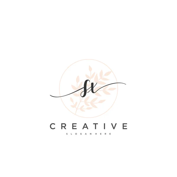 Eerste Handschrift Minimalistische Geometrische Logo Template Vector Kunst Logo Voor — Stockvector