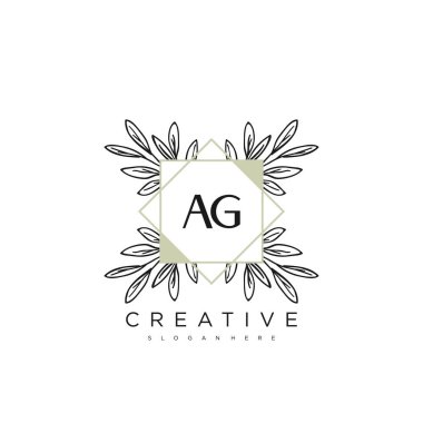 AG İlk Harf Harfi Logo Şablon Vektörü Premium Vektörü