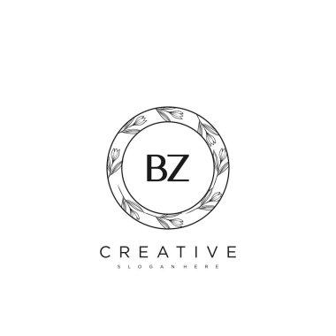 BZ İlk Harf Harfi Logo Şablon Vektörü premium vektörü